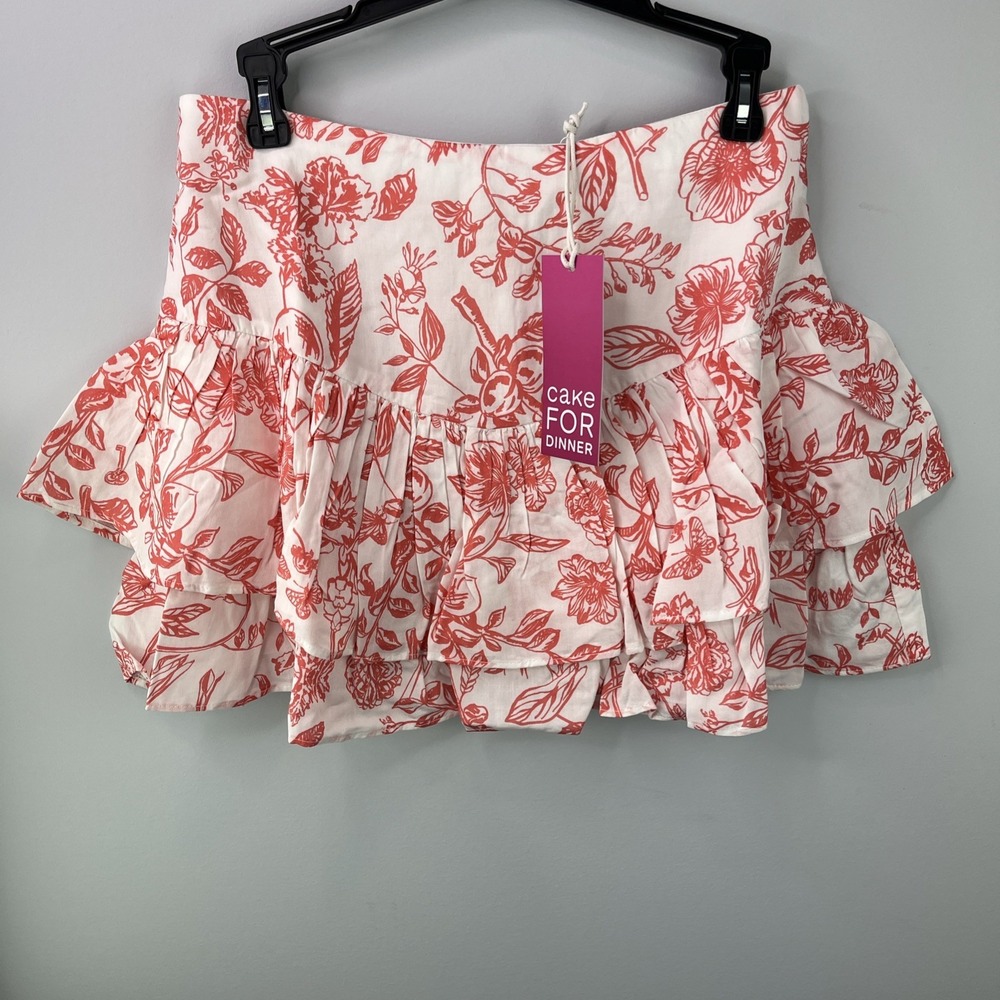 NWT Cake For Dinner Skirt/Skort Taylor Toile Tiered Ruffle Basque Size Medium